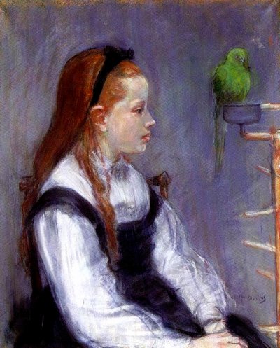 Jong Meisje met een Papegaai door Berthe Morisot